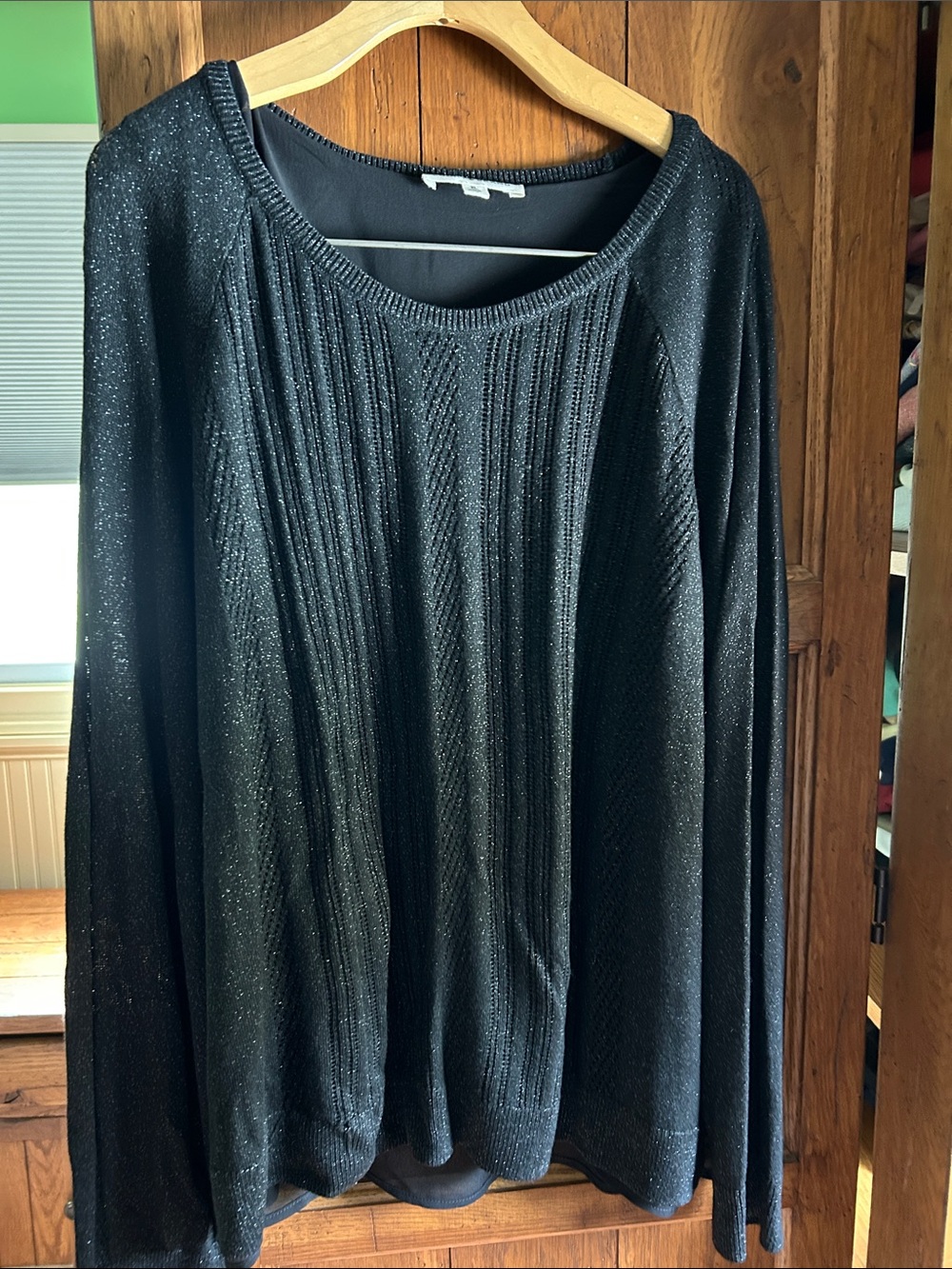 Lucky Brand Black Sparkle Long Sleeve Pullover